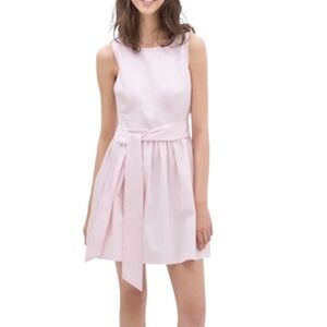 Zara 100% cotton poplin pale pink open back full skirt mini dress S
